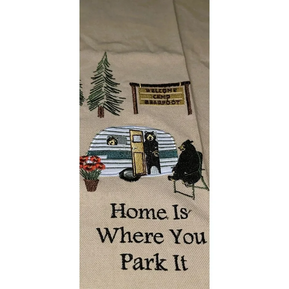 Embroidered RV Camper Dish/ Tea Towel Black Bears Smokies *NEW Home is Where You